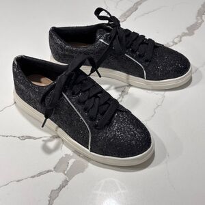 Badgley Mischka Jewel Women’s Black Glitter Sparkly Shoes Fashion Sneakers 7.5